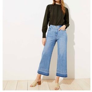 High-waisted wide leg cropped jeans light indigo